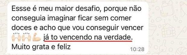 Print da mensagem da Mariane no WhatsApp